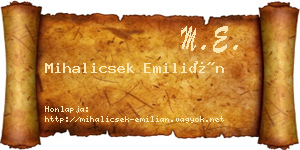 Mihalicsek Emilián névjegykártya